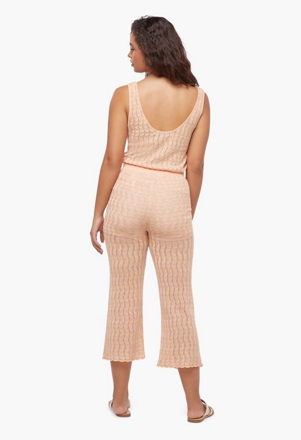 Pointelle Crop Trousers Pink Multi