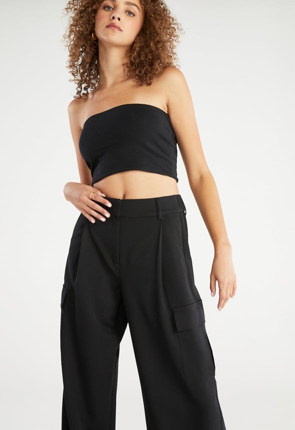 Pocket Wide Leg Trousers Black Caviar