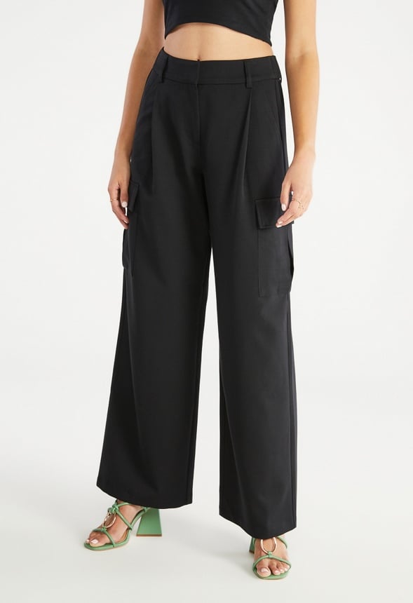 Pocket Wide Leg Trousers Black Caviar