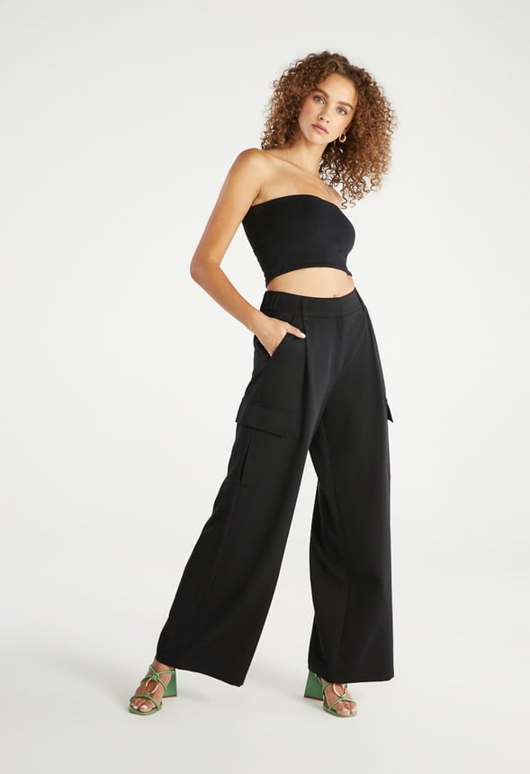 Pocket Wide Leg Trousers Black Caviar