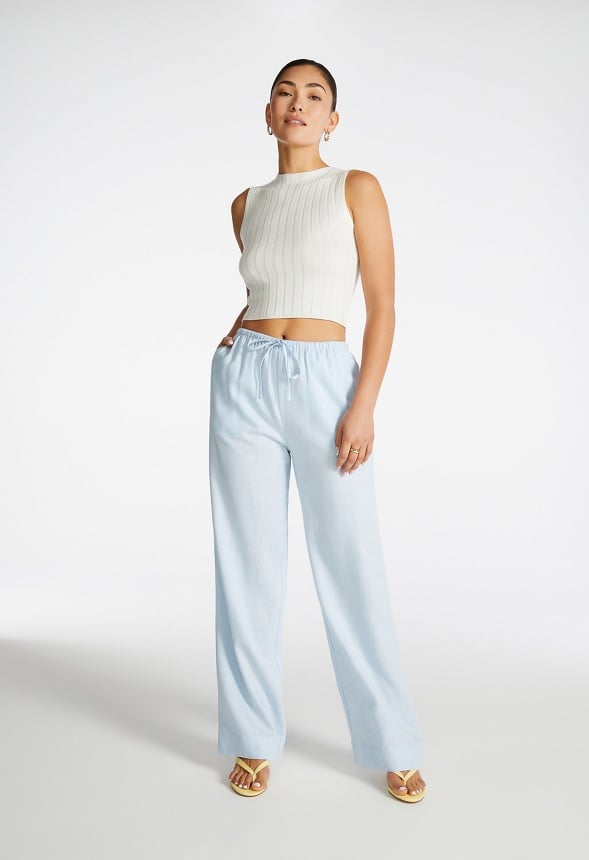Linen Wide Leg Trousers Skyway