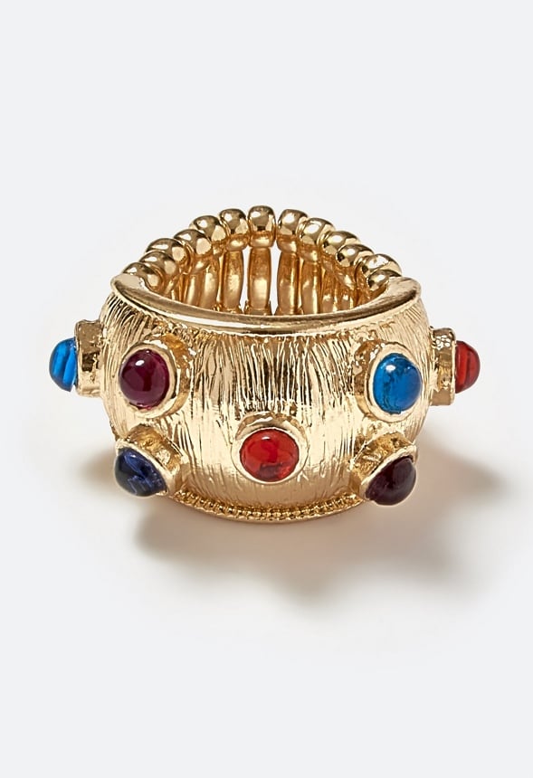 Dara Multicolor Resin Stones Boho Single Ring Multi/ Gold