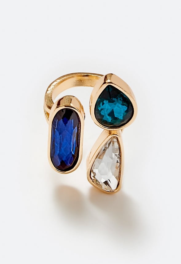 Mora Tonal Blue Glass Stones Ring Blue/ Gold