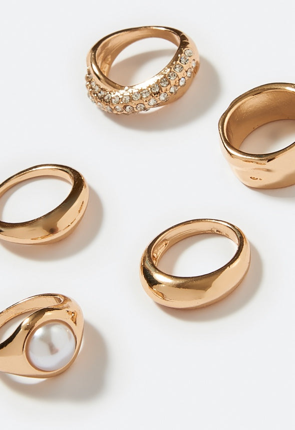Malia Organic Metal Rings Cream/Gold