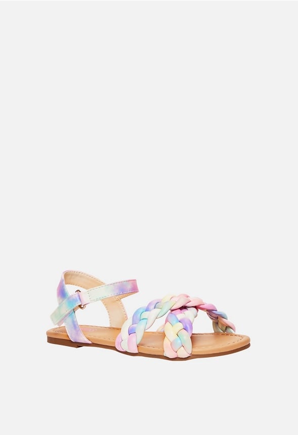 FabKids Puffy Braided Criss Cross Strap Sandal Multi