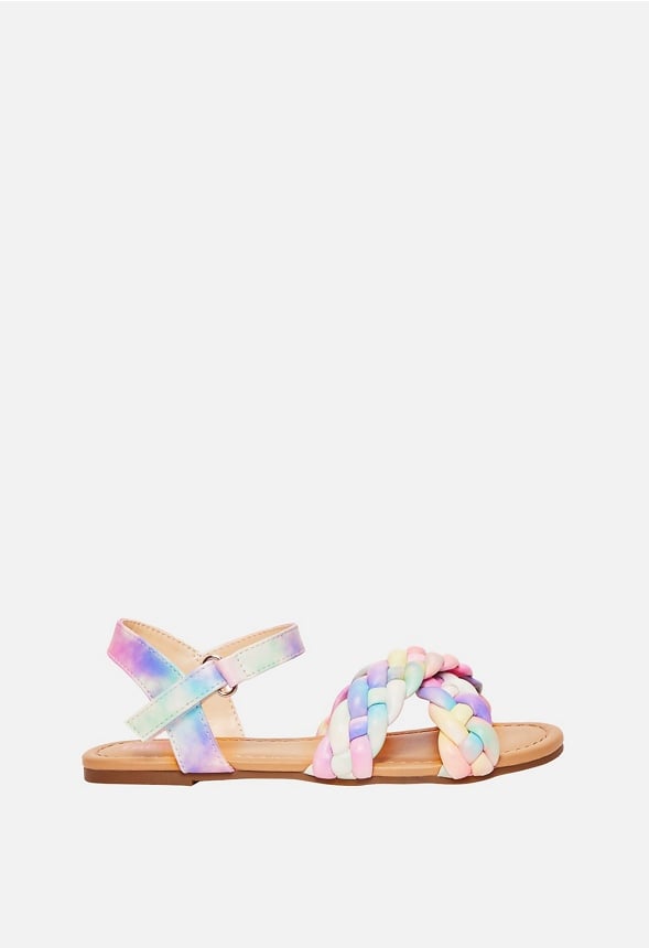 FabKids Puffy Braided Criss Cross Strap Sandal Multi