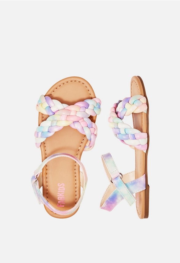 FabKids Puffy Braided Criss Cross Strap Sandal Multi