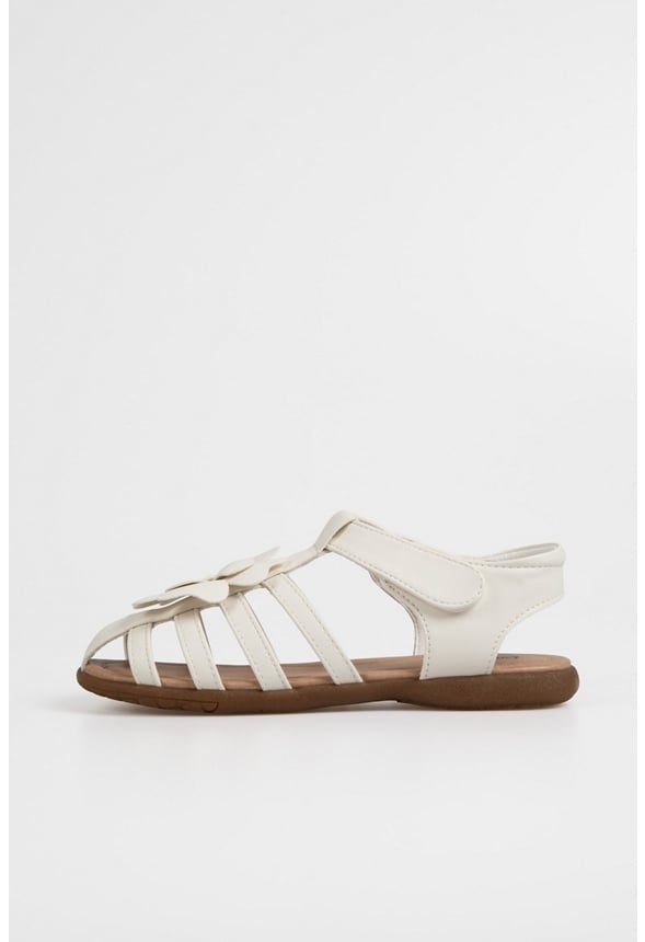 Flower Flat Sandals White