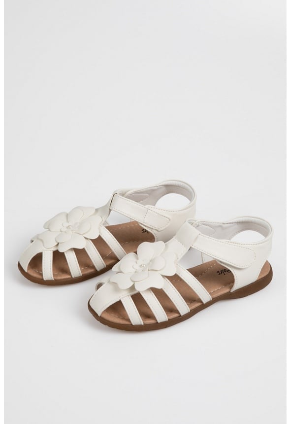 Flower Flat Sandals White