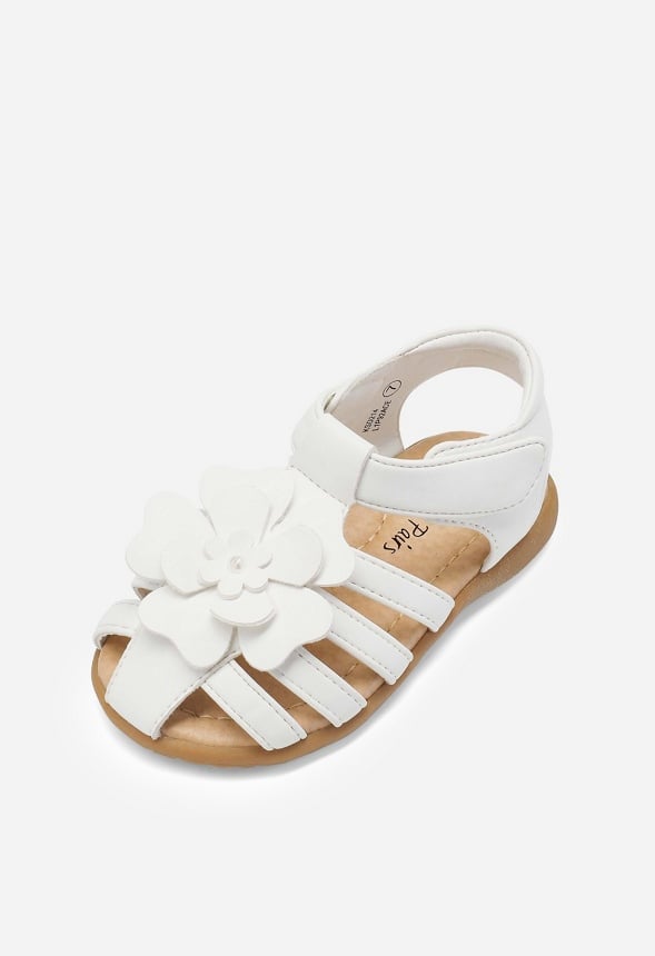 Flower Flat Sandals White