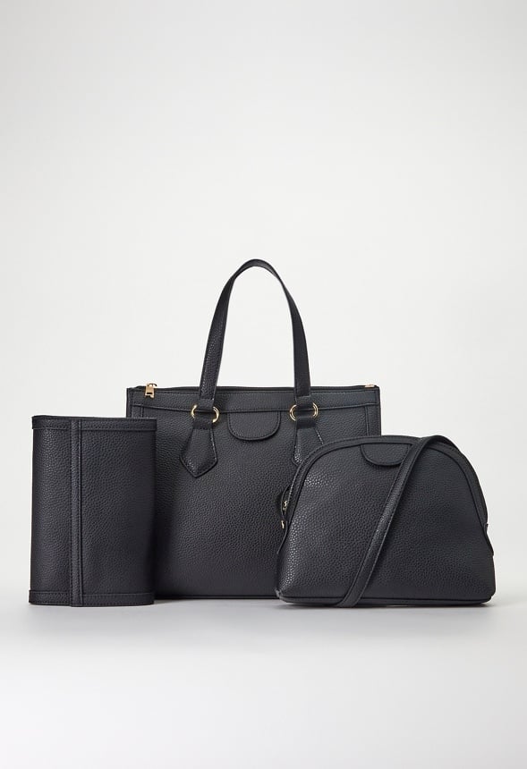 Zippered Satchel Set Black