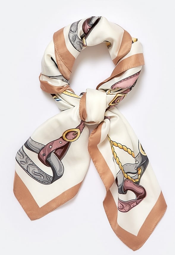 Bonnie Horse Bit Print Cream Scarf Cream Mix