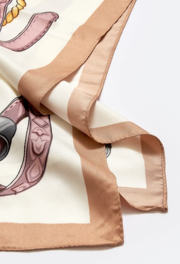 Bonnie Horse Bit Print Cream Scarf Cream Mix