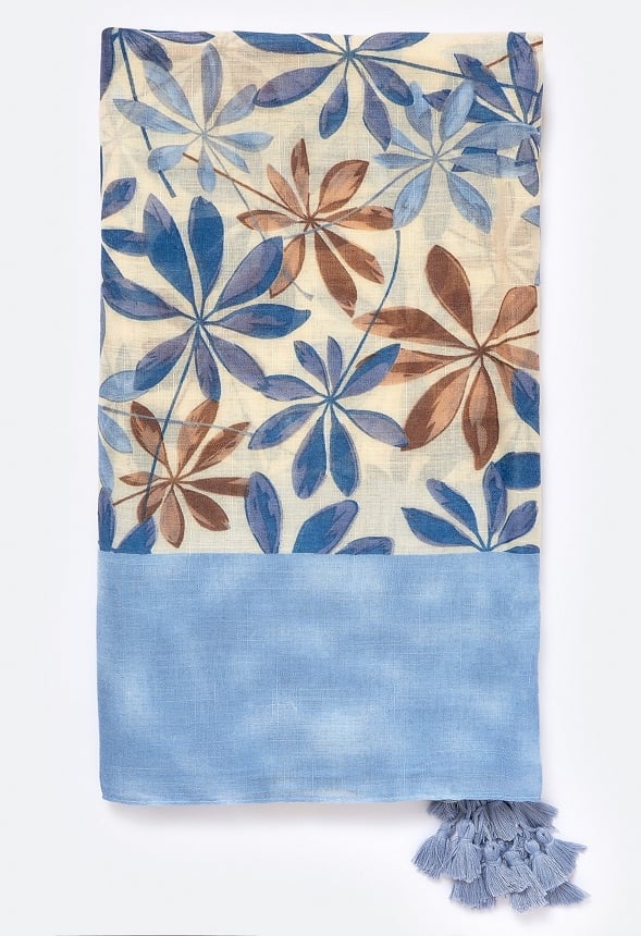 Celia Blue Flower Print Scarf Blue Mix