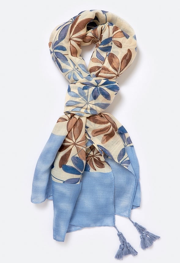 Celia Blue Flower Print Scarf Blue Mix
