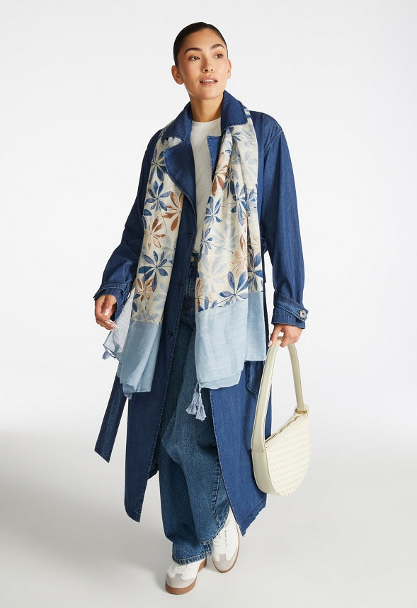 Celia Blue Flower Print Scarf Blue Mix