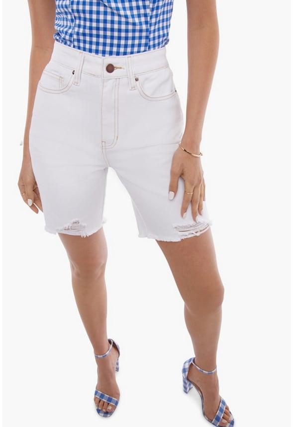 Girlfriend Denim Shorts White Wash