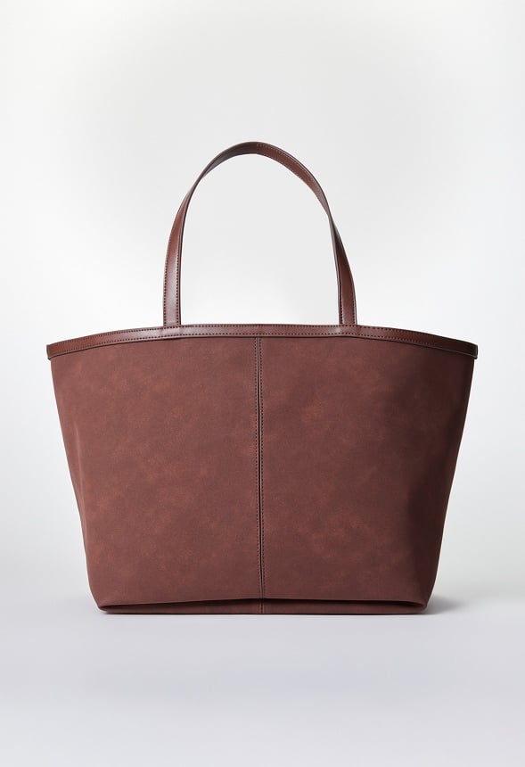 Woven Pocket Tote Chocolate Brown
