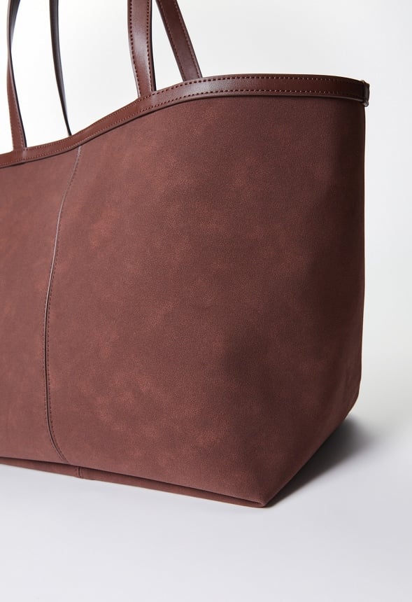Woven Pocket Tote Chocolate Brown