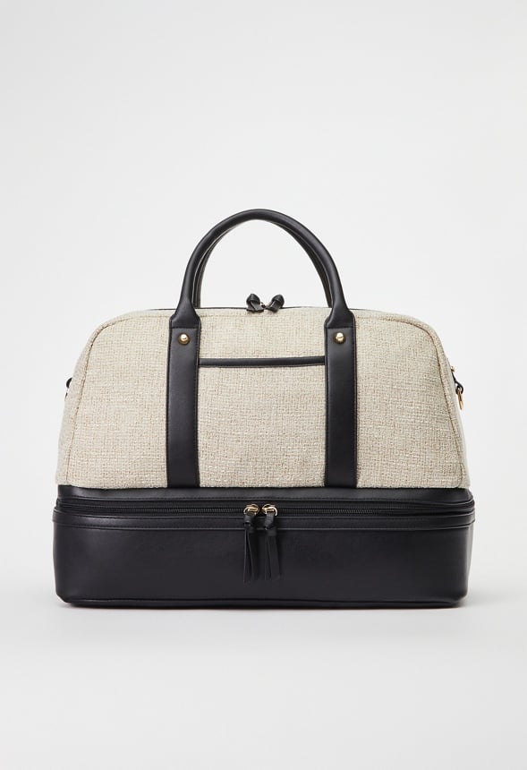 Panelled Weekender With Shoe Compartment Cognac