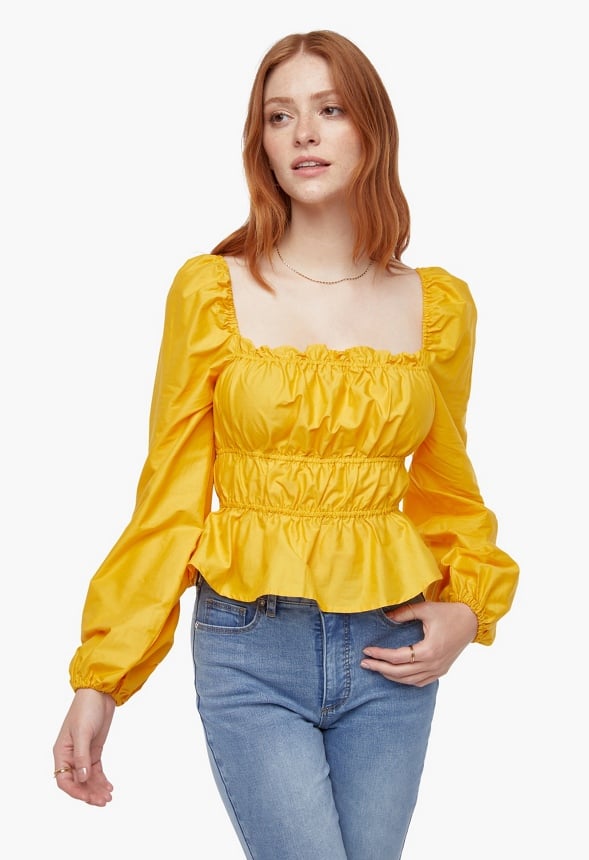 Smocking Poplin Top Golden Rod