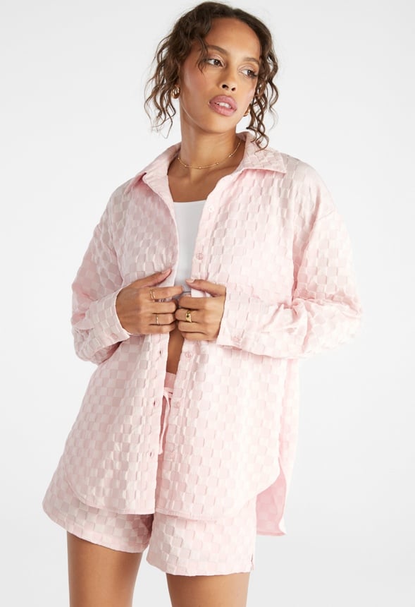 Textured Men Shirt Pink